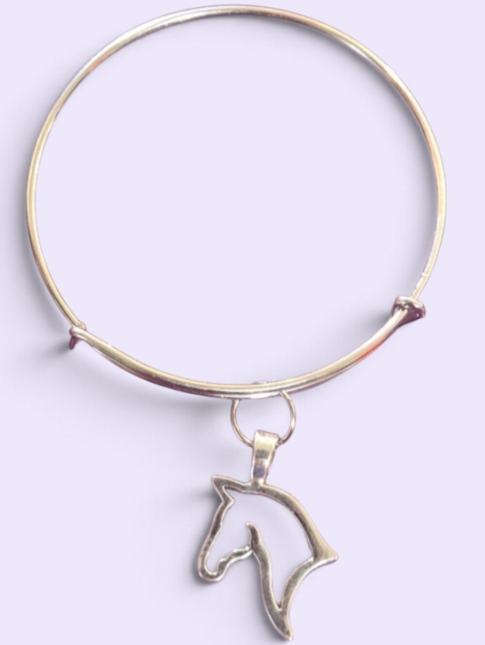 Silver Horse Charm Bangle Bracelet